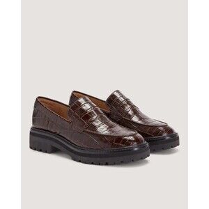 Everlane Brown Croc-Embossed Loafers